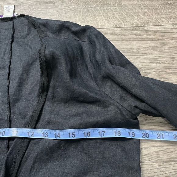 AMARYLLIS Black Cardigan Linen Waterfall Blazer Jacket Size Small Sheer Chiffon - Picture 7 of 9